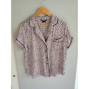 Kate Spade pink and black polka dot short-sleeved pajama top XL super comfy